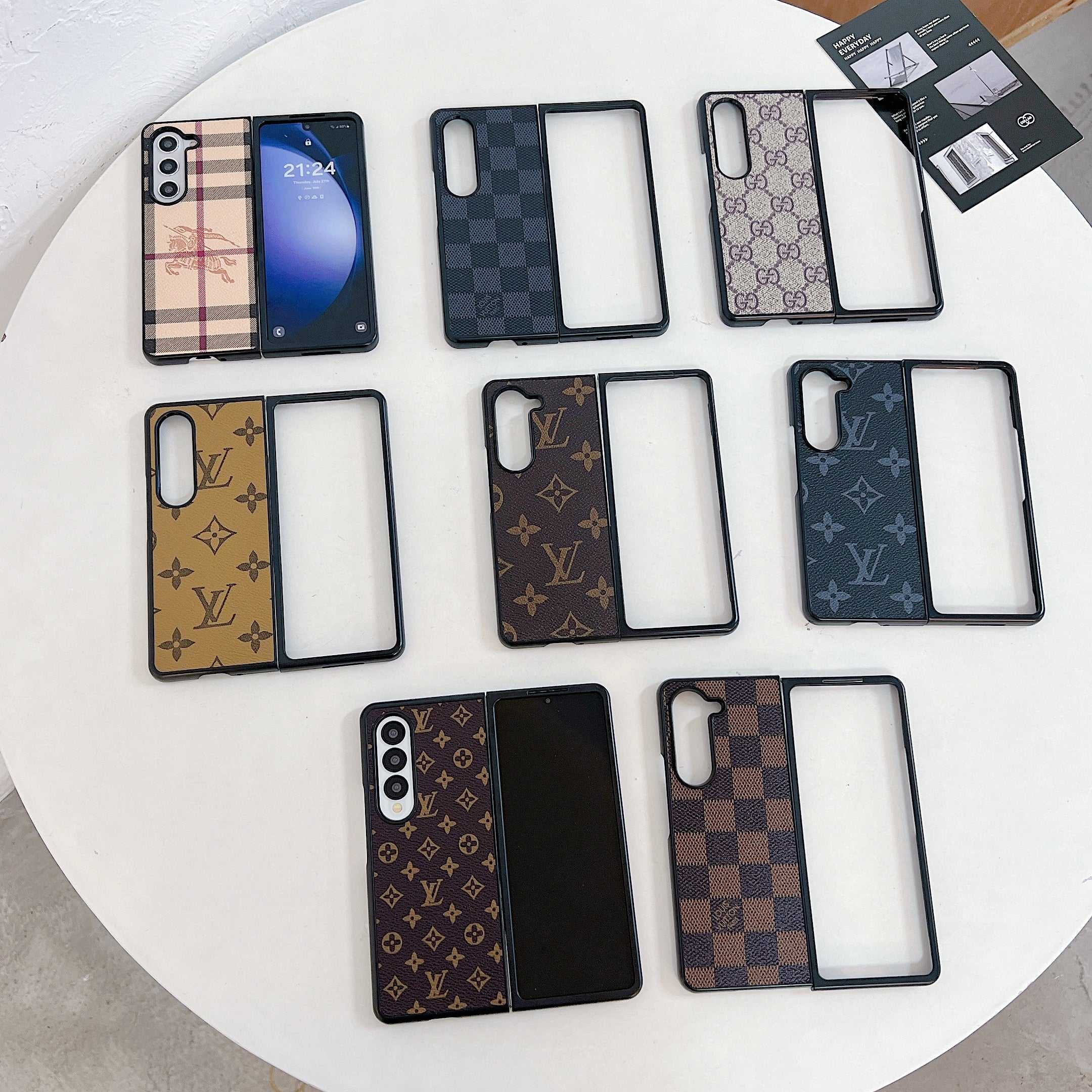 Premium Leather Monogram Samsung Galaxy Z Fold Series Case -RCLV104 - Runycase