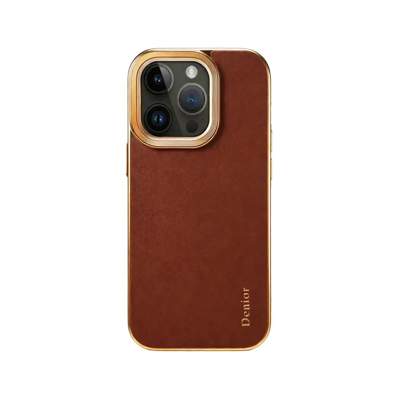 Black premium leather MagSafe iPhone case by PADUCASE, showing the sleek, textured exterior and precise cutouts for accessories.