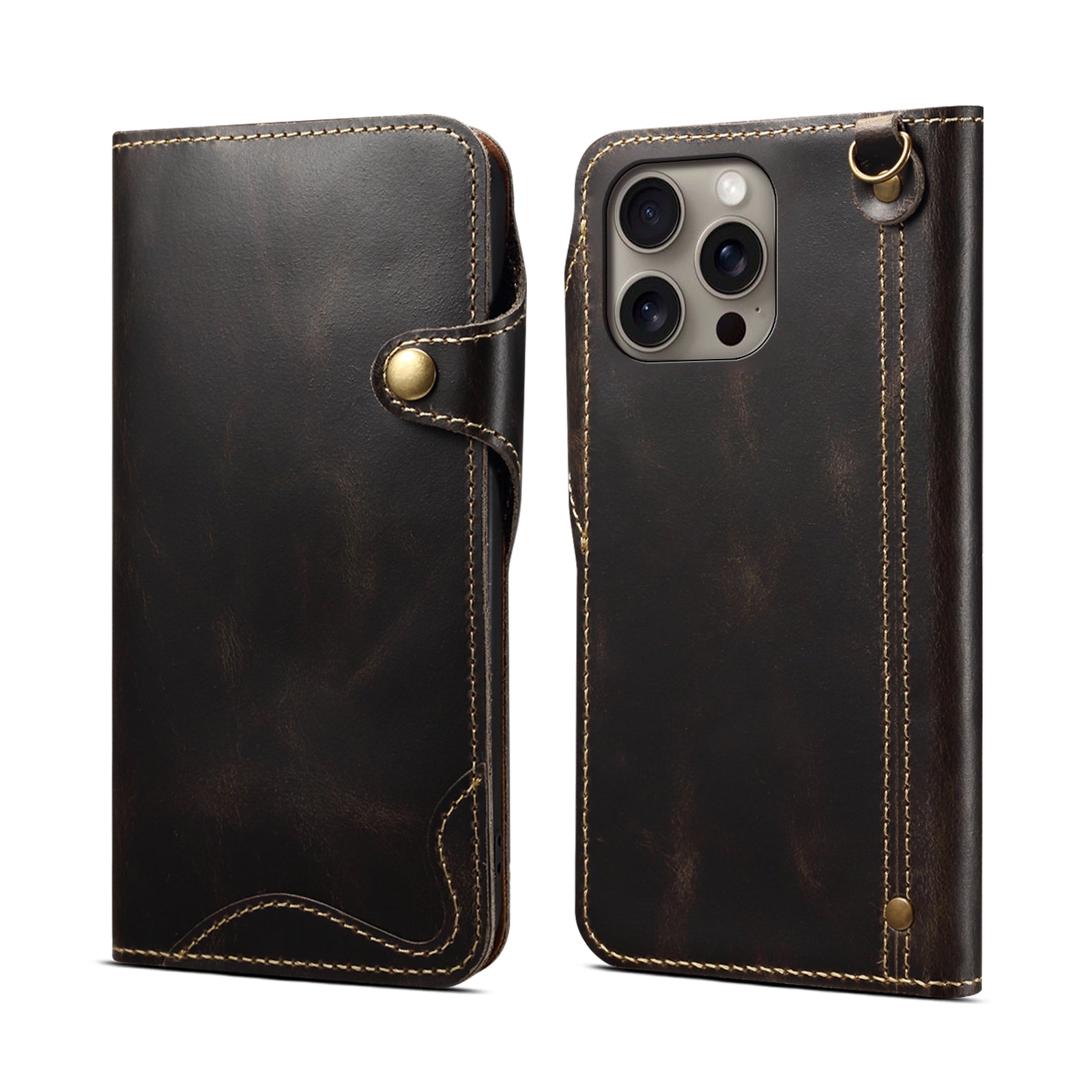 Foldable Leather iPhone Case – Compatible with MagSafe (Black)  | PE260054