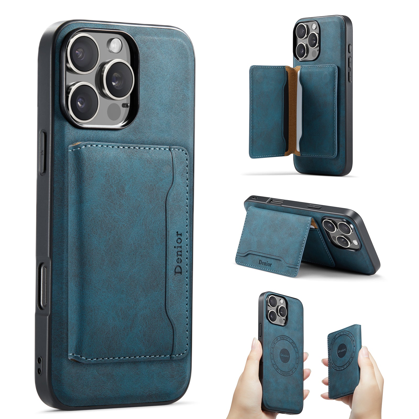 MagSafe Cardholder Leather iPhone Case – Durable Protective Cover (Blue)  | PE260069