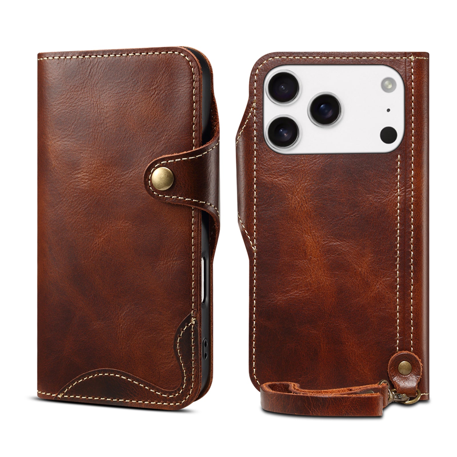 Foldable Leather iPhone Case – Flip Folio Protective Design (Brown)  | PE260053