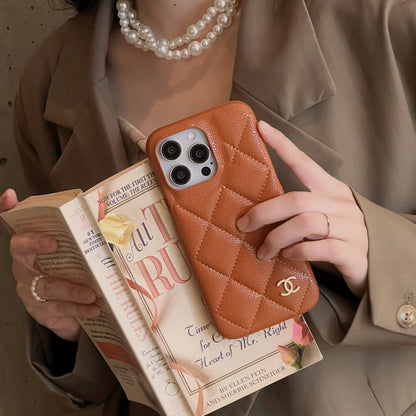 Classic Leather CC Phone Case For iPhone Brown-635120591857