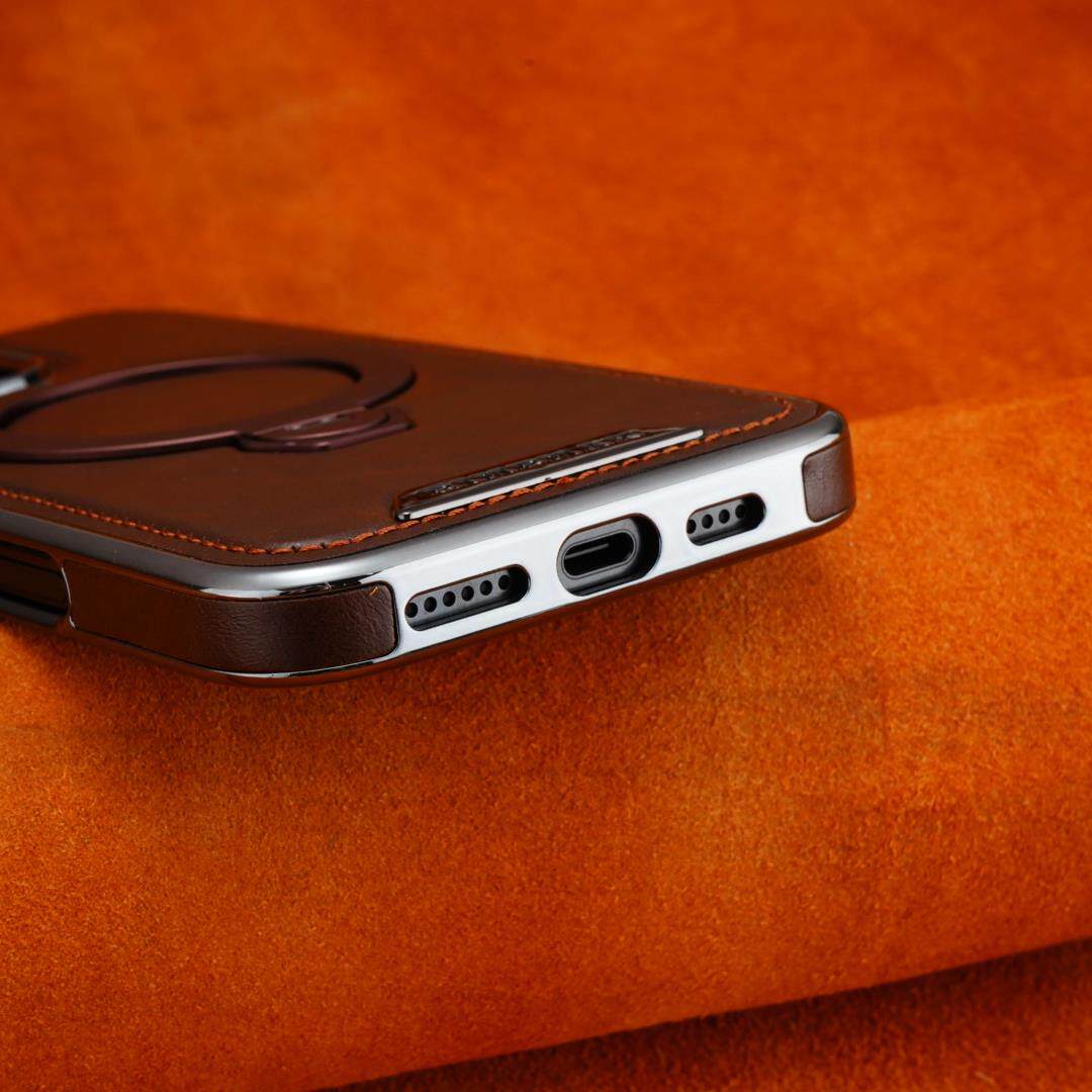 Magsafe iPhone Case With Stand Leather Style Coffee | PE260085 PADUCASE