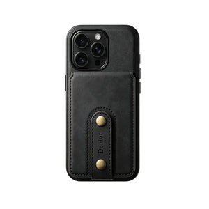 Brown PADUCASE MagSafe iPhone case with built-in leather wallet offering full protection and sleek design.