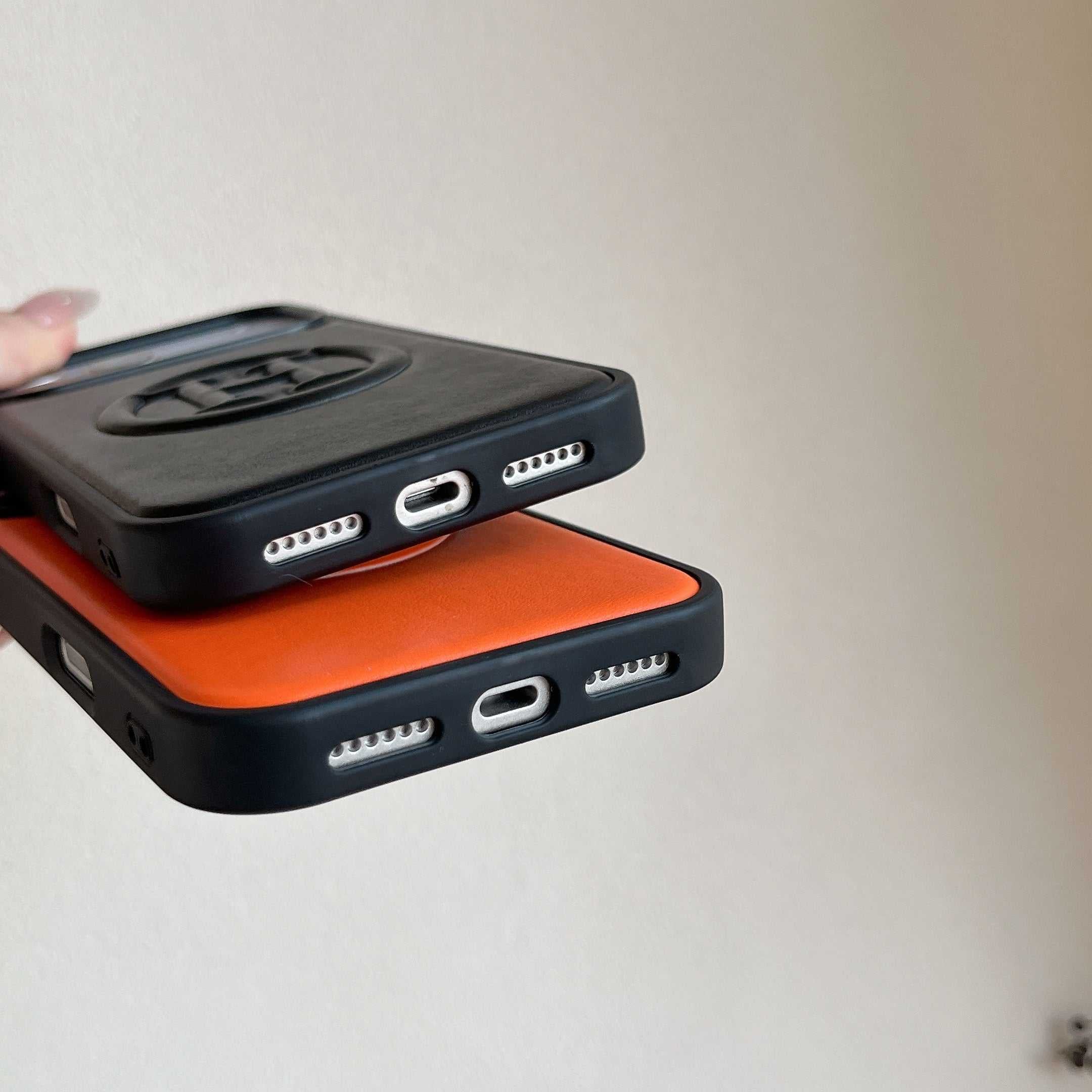 Leather H Phone Case For iPhone Orange | PE2600107