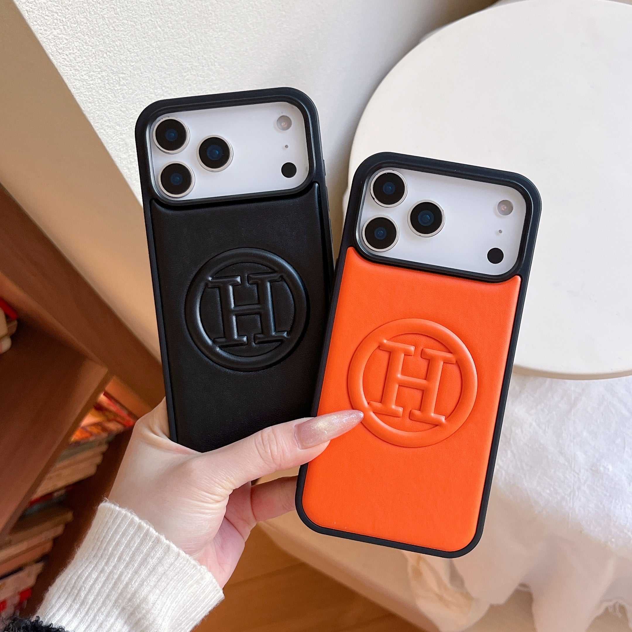 Leather H Phone Case For iPhone Orange | PE2600107