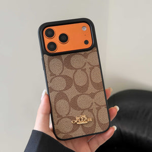 Leather CH Phone Case For iPhone Brown | PE260097