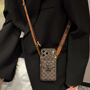 Premium  Monogram iPhone Case With Card Wallet And Strap For iPhone 17 Series-RCLV185