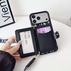 Classic Leather CD iPhone Case With Wallet And Crossbody Strap-RCCD148