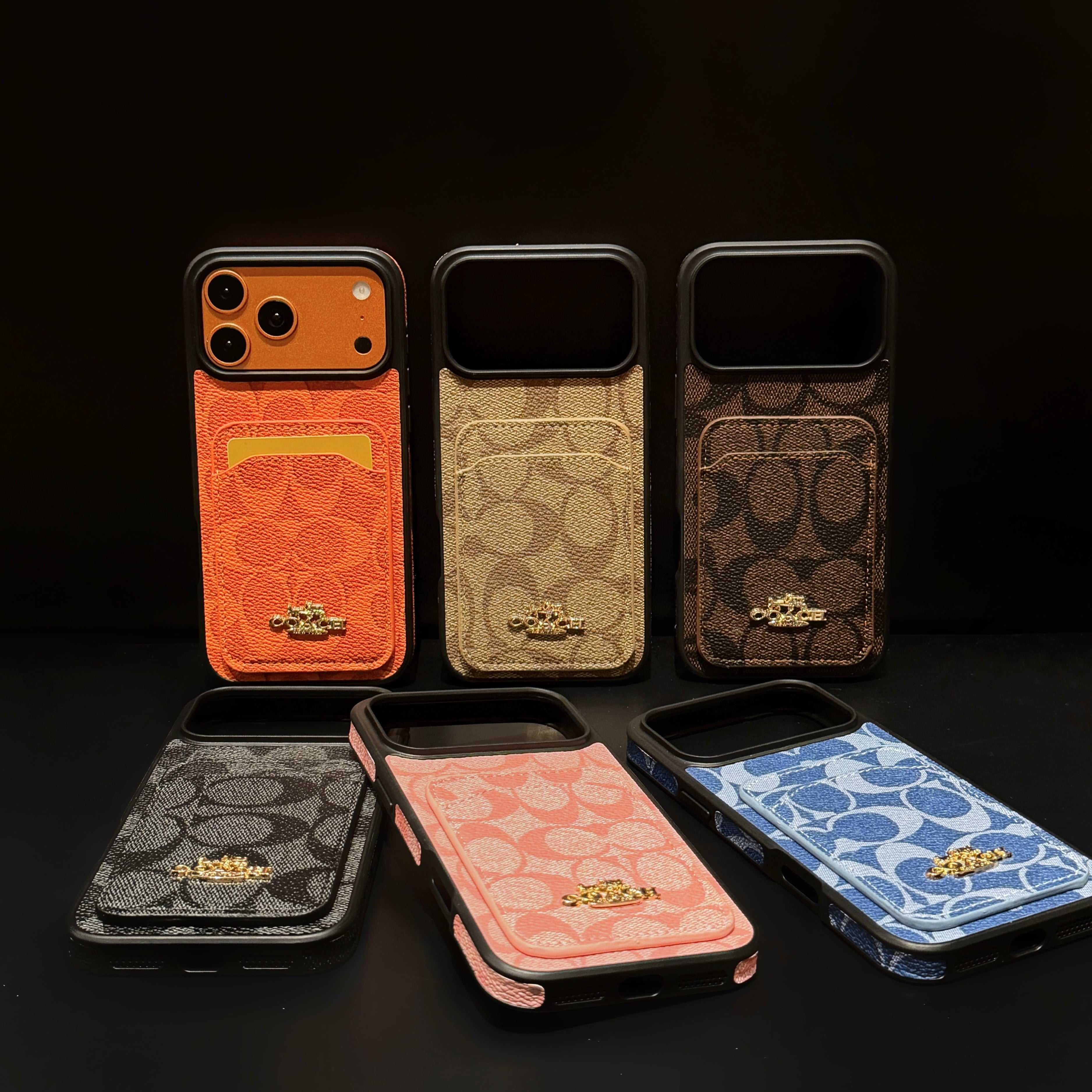 Leather CH Phone Case With Card Holder Design For iPhone Brown | PE260095