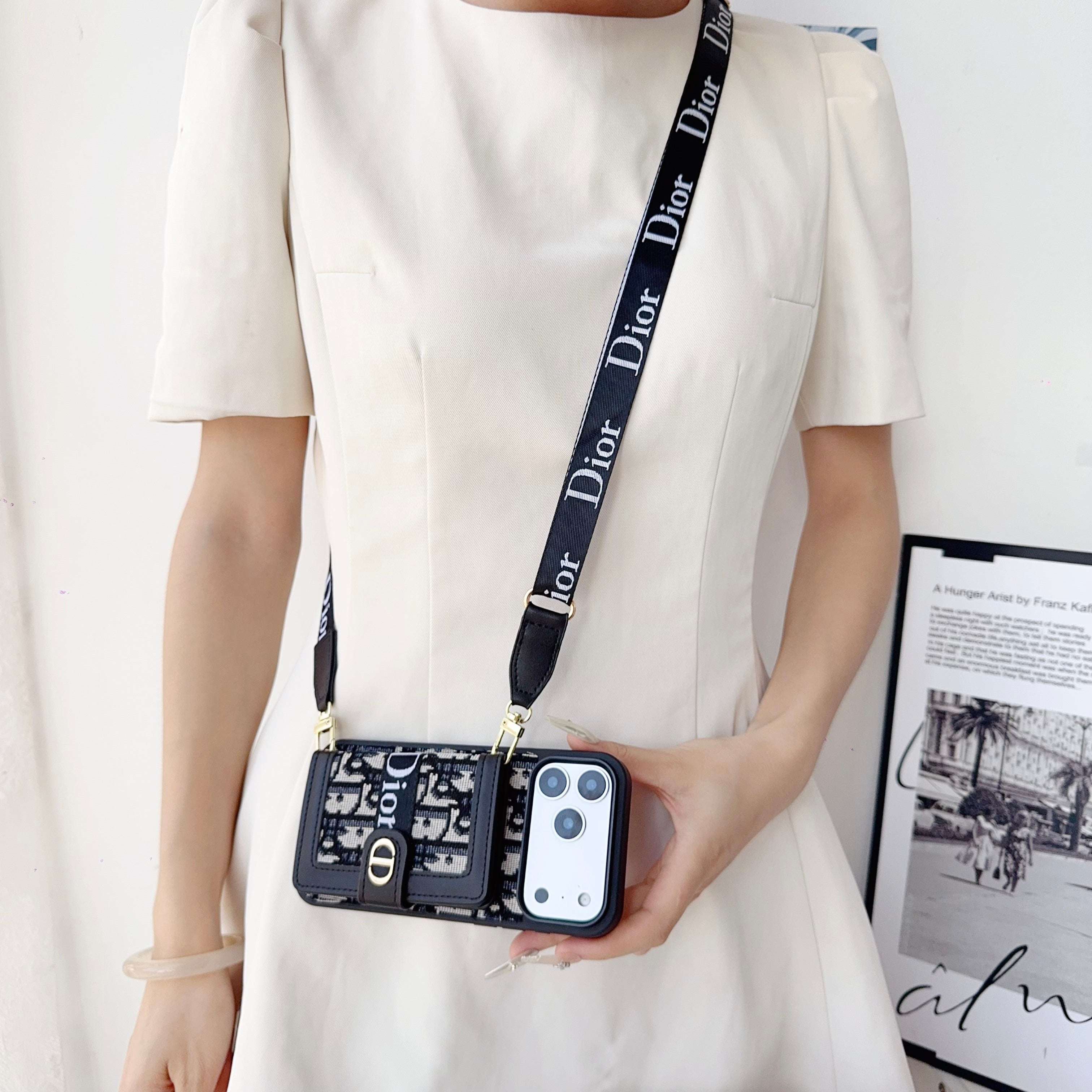 Classic Leather CD iPhone Case With Wallet And Crossbody Strap-RCCD148