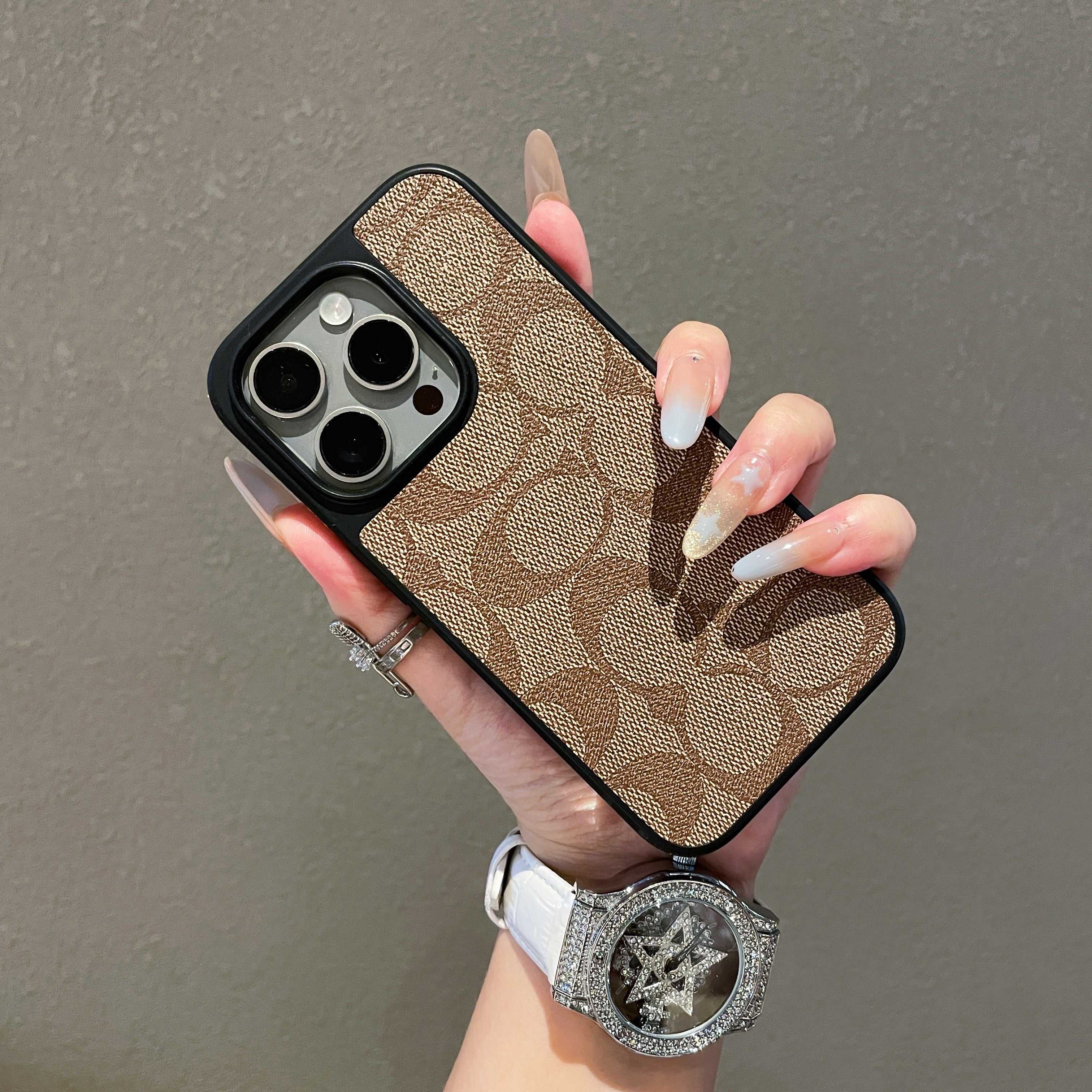 Leather CH Phone Case For iPhone Coffee | PE260098