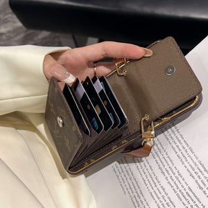 Leather GG iPhone Case With Card Wallet And Crossbody Strap For iPhone 17 Series-RCGG187