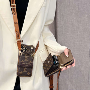 High-quality  Monogram iPhone Case With Wallet And Crossbody Strap For iPhone 17 Series-RCLV188