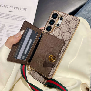 Premium Leather  GG Samsung Galaxy S Series Case With Wallet And Crossbody Strap -RCGG191