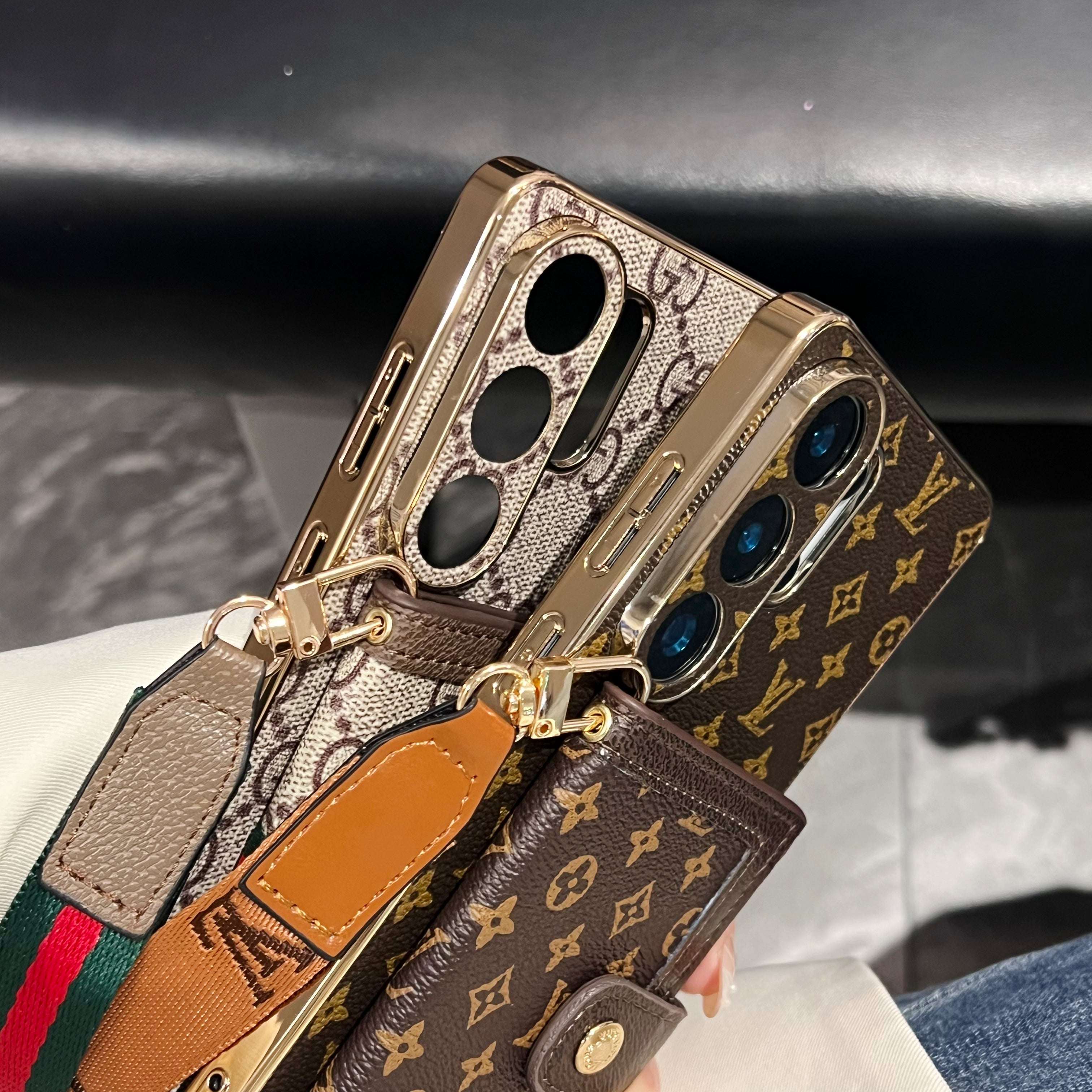 Premium Leather  GG Samsung Galaxy S Series Case With Wallet And Crossbody Strap -RCGG191