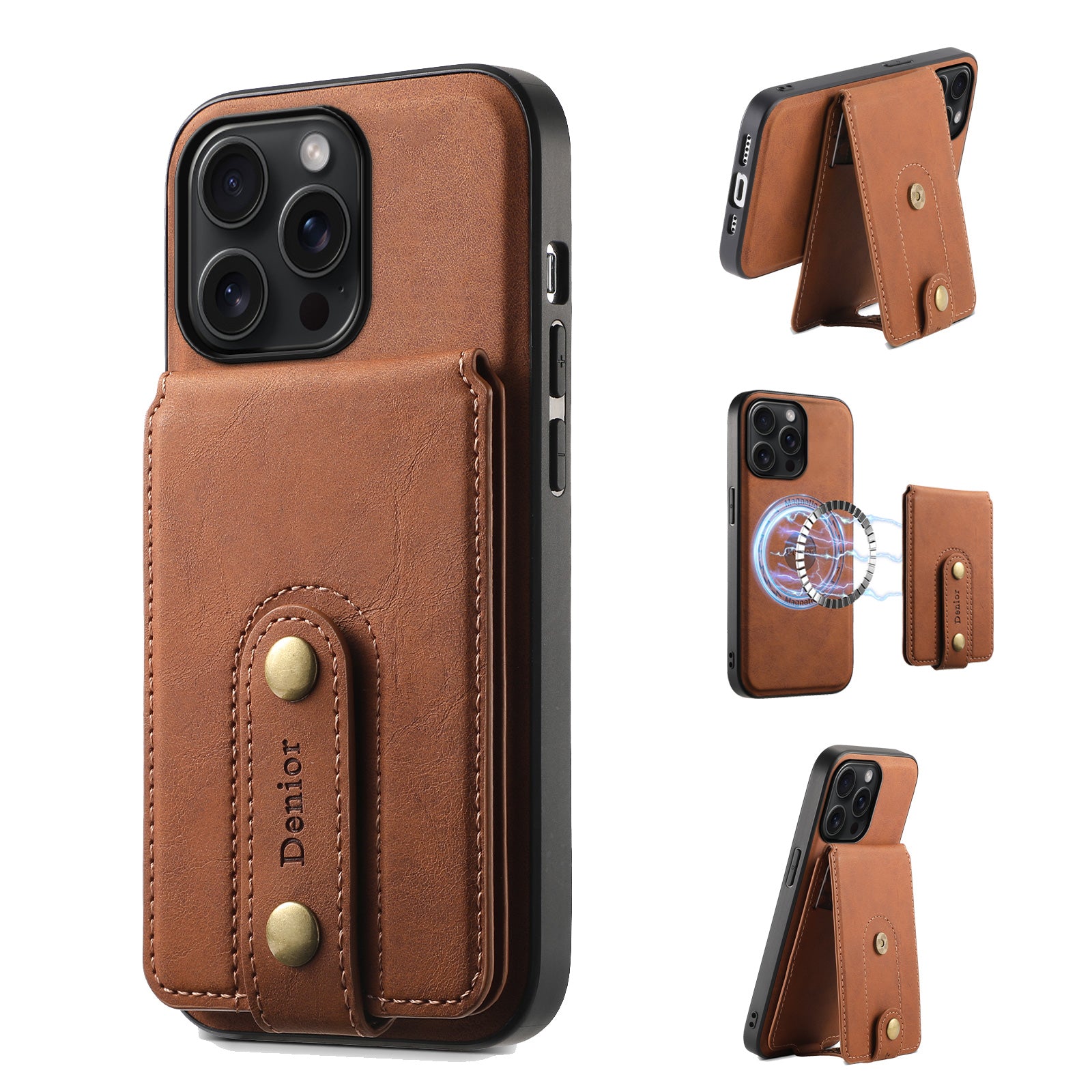 MagSafe Stand Wallet Leather iPhone Case –Full Protection (Brown)  | PE260071