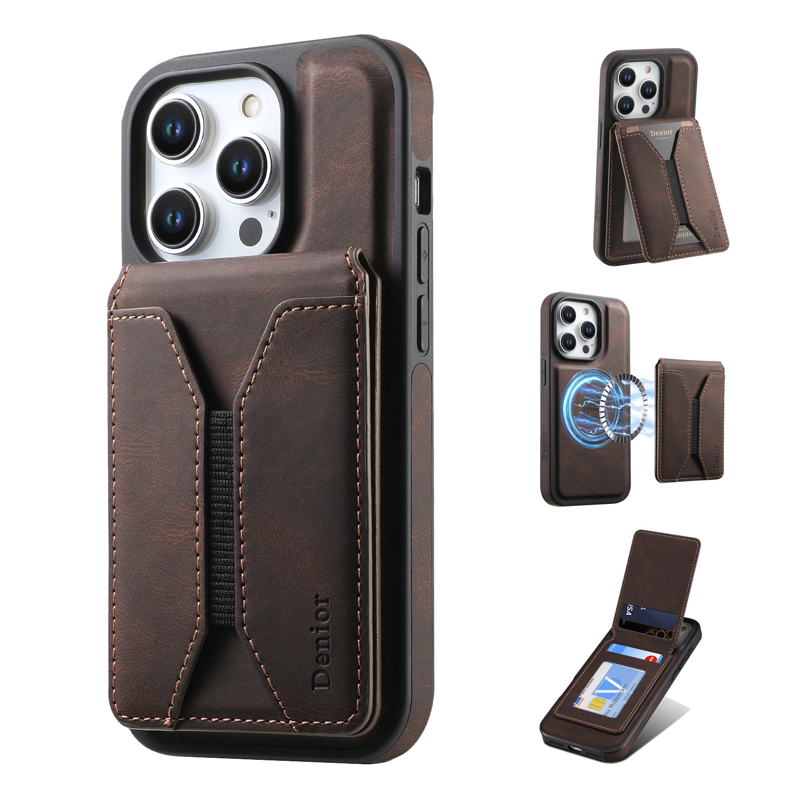 MagSafe Magnetic Stand Leather iPhone Case –Durable Protective Cover  (Brown)  | PE260073