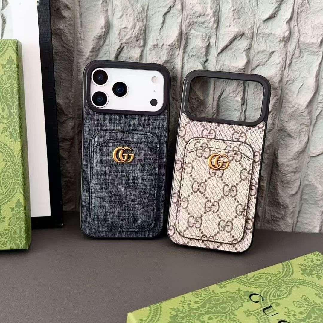 Elegant GG iPhone Case With Card Holder For iPhone 17 Series-RCGG180