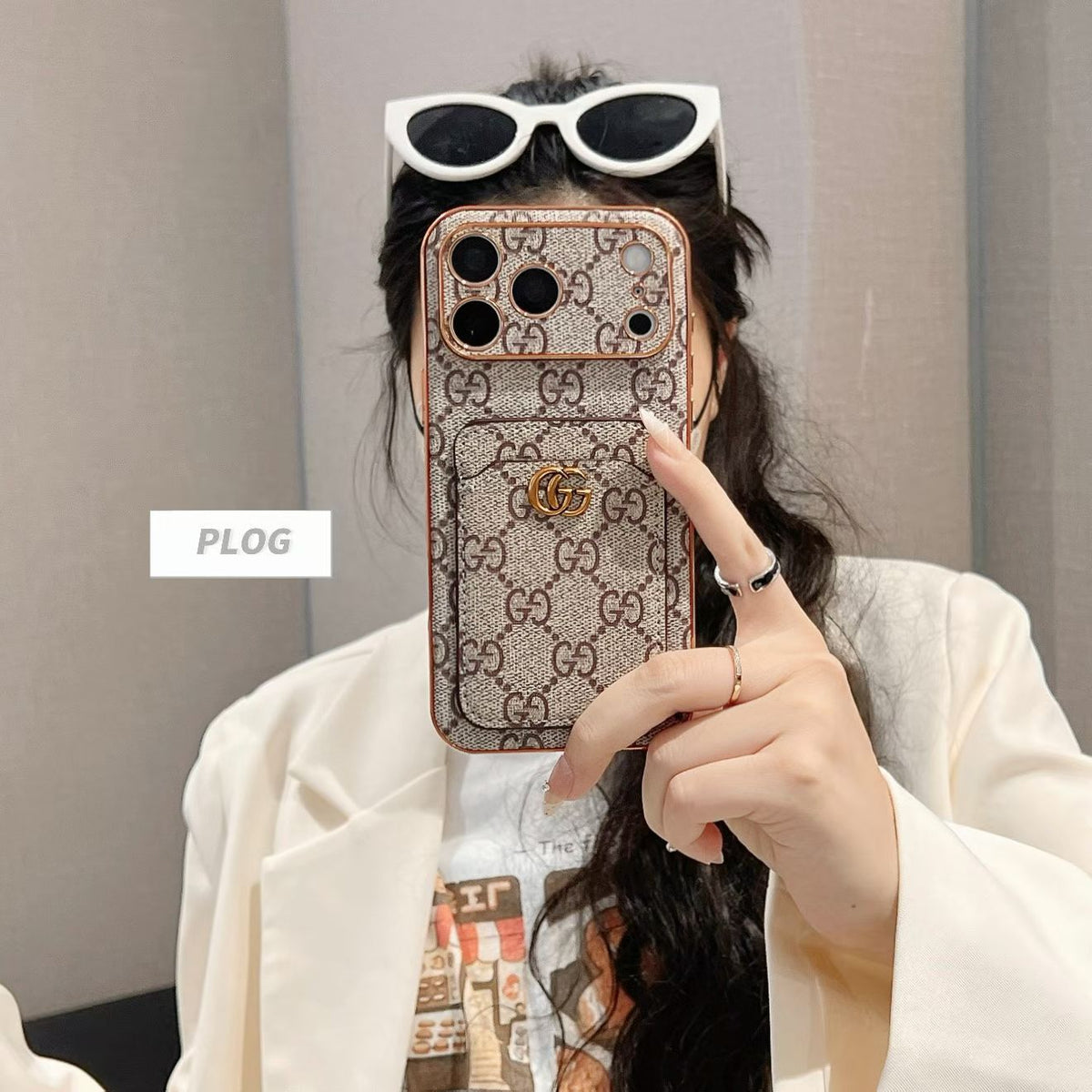 Leather GG Phone Case With Card Holder For iPhone | PE2600193