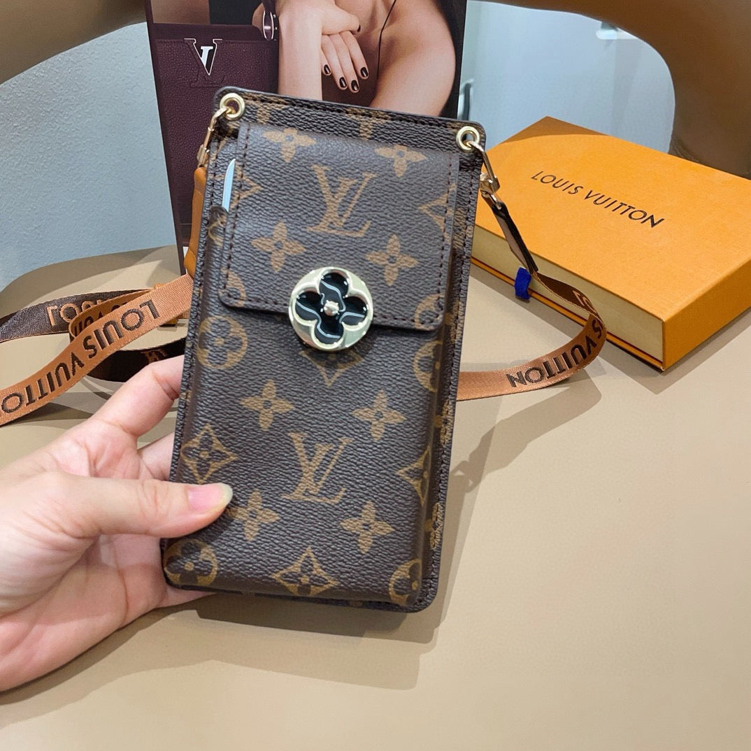 Luxury Leather Monogram Crossbody Phone Purse -CYLV154